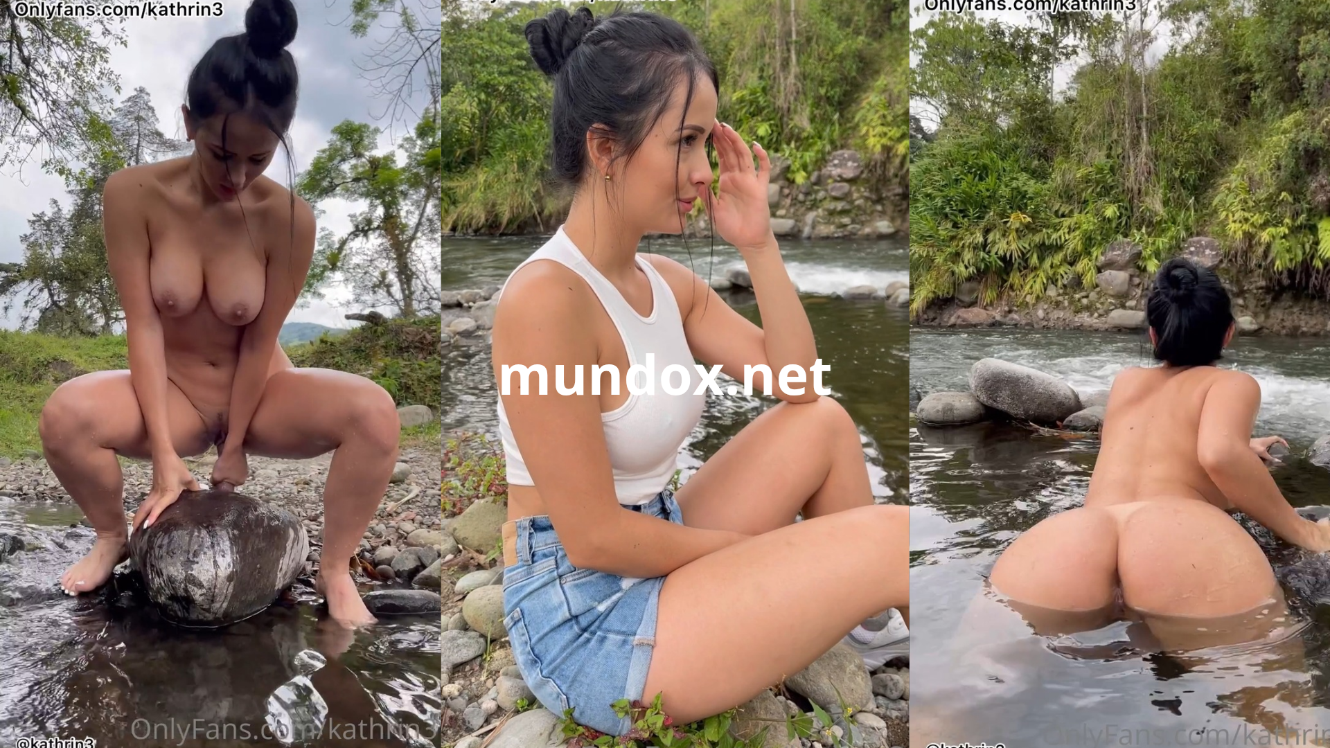 Disfrutando de un dia fresco masturbándose a la orilla del rio para Onlyfans