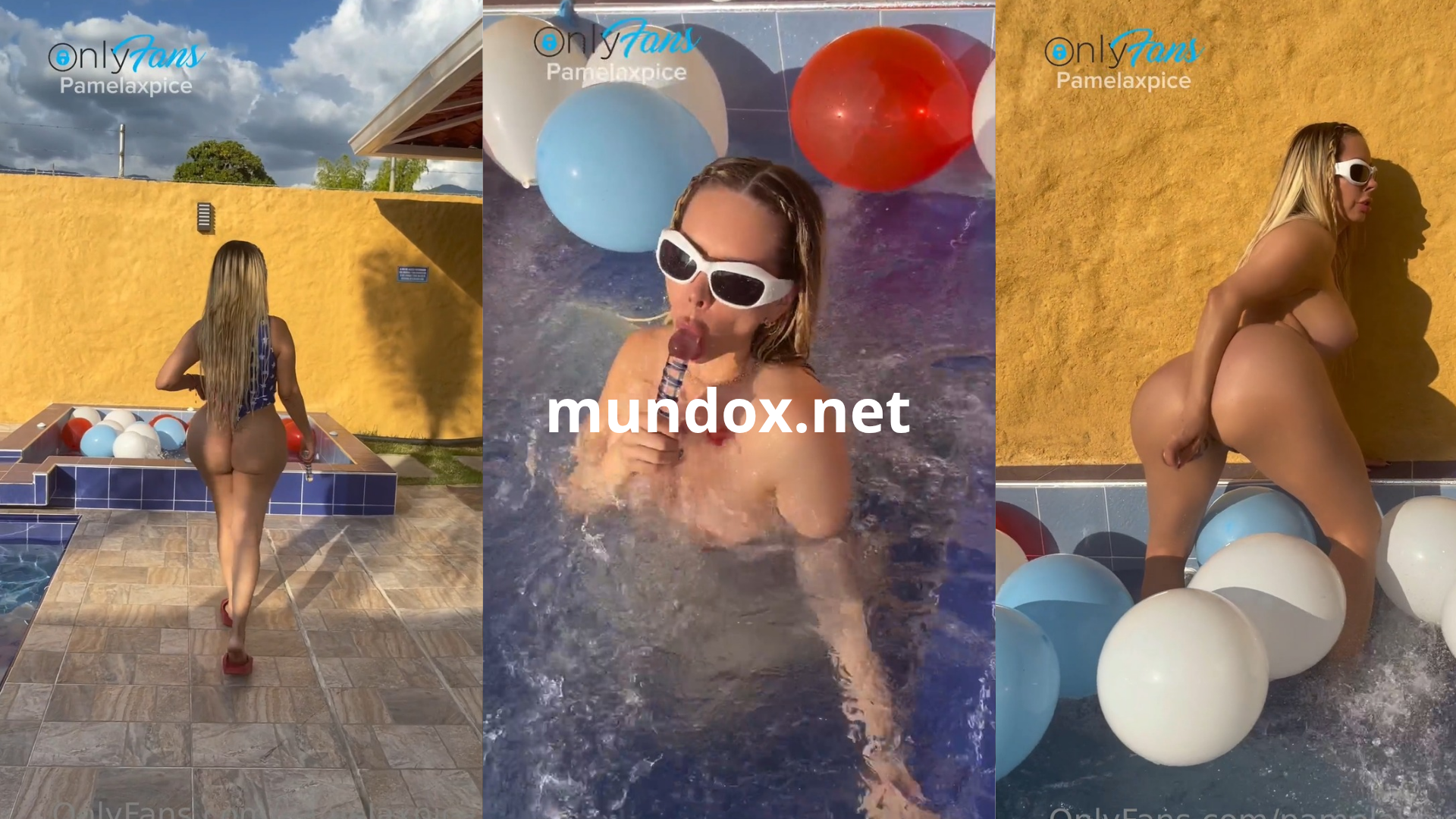 Pamela se masturba en una tarde de sol dentro de la piscina para Onlyfans
